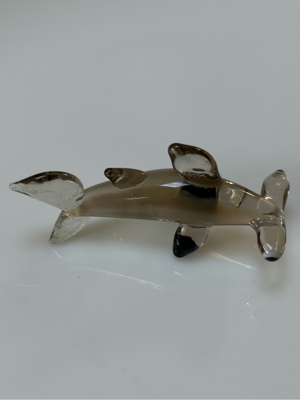 Miniature Smoky Hammerhead Shark Figurine - Clear Brown Accent